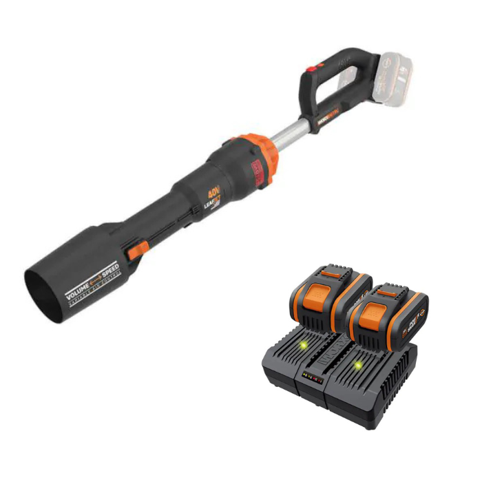 מפוח עלים נטען WORX WG585E.9 סוללות 4Ah ומטען כפול
