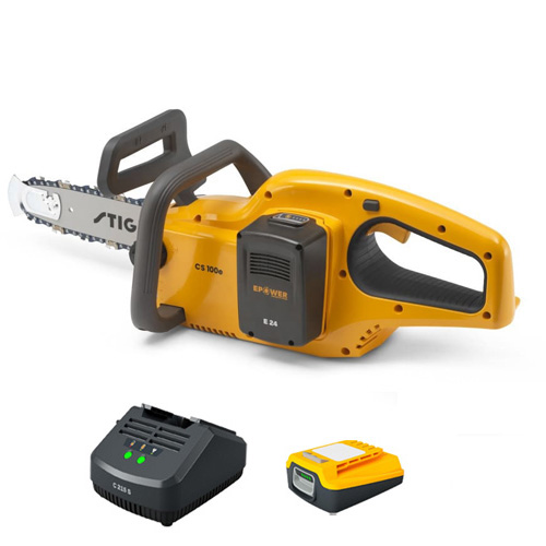 מסור שרשרת נטען STIGA CS 100e סט סוללה 4Ah ומטען