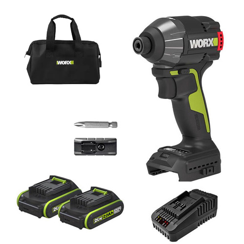 מברגת אימפקט 20V נטענת סט + 2 סוללות 2.0Ah + מטען WORX WU291.1