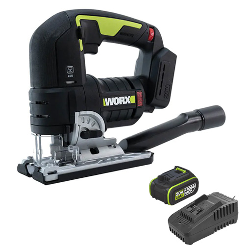 מסור אנכי ג'קסו 20V נטען בראשלס WORX WU550.9 סט