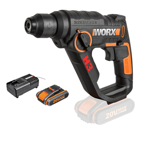 פטישון מיני נטען WORX WX390.1 20V סט עם סוללה 2Ah ומטען