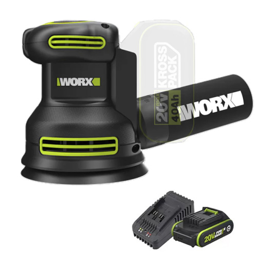 מלטשת אקצנטרית "5 נטענת בראשלס WORX WU657.9 סט