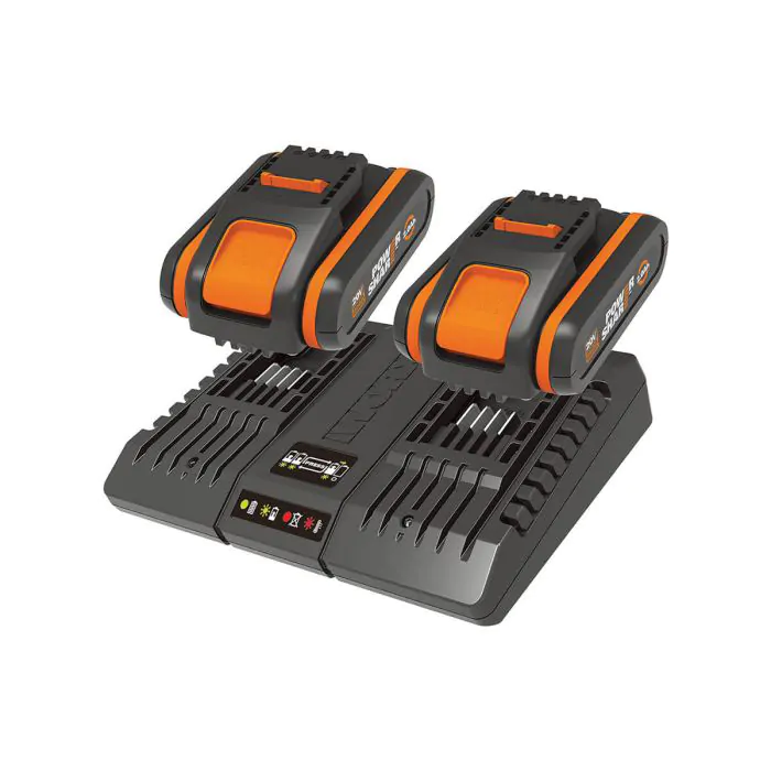 סט 2 סוללות 2Ah ומטען כפול מהסדרה הכתומה WORX