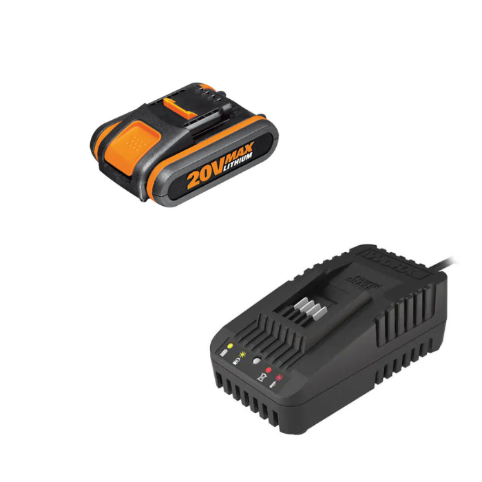 ערכת סוללה 20V 2A ומטען מהיר מהסדרה הכתומה WORX