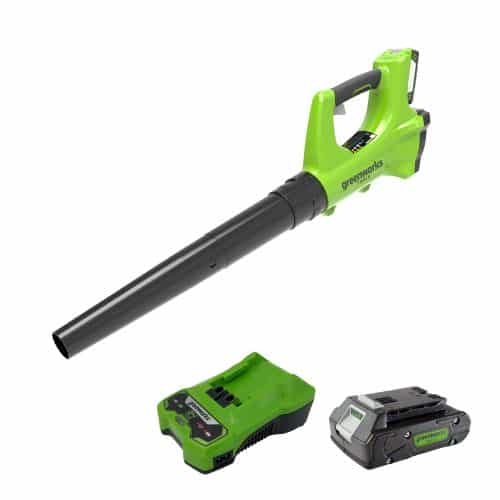 מפוח עלים נטען GREENWORKS 24V סט סוללה 2Ah