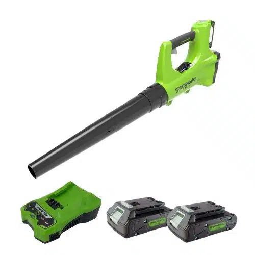 מפוח עלים נטען GREENWORKS 24V סט 2 סוללות 2Ah