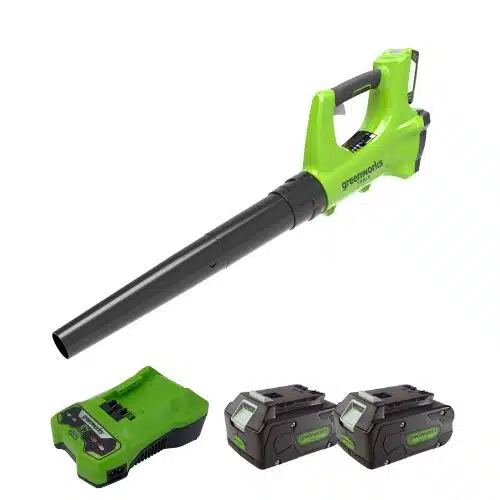מפוח עלים נטען GREENWORKS 24V סט 2 סוללות 4Ah